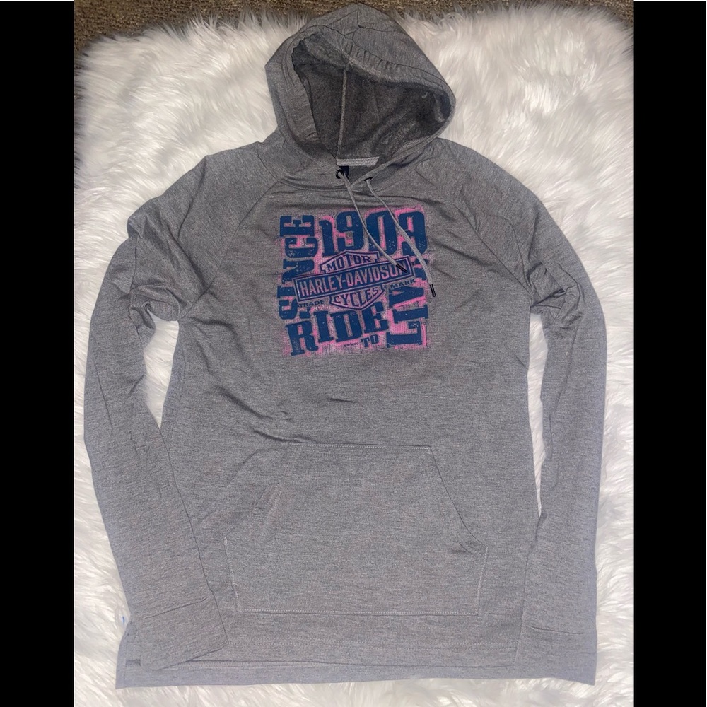 NWT HARLEY DAVIDSON LADIES LIGHTWEIGHT LOGO HOODIE SWEATSHIRT- MEDIUM